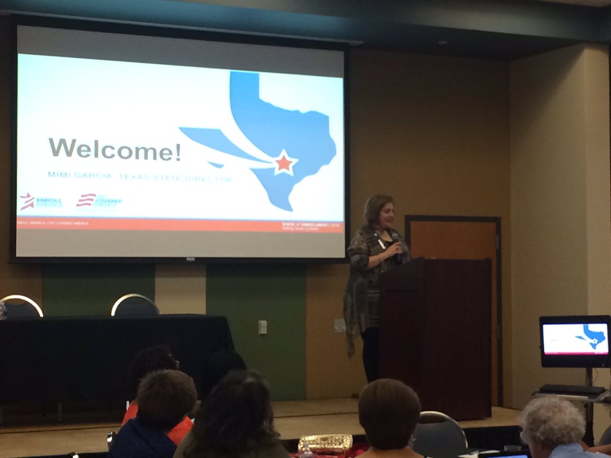 GetCoveredTX's tweet photo. Welcome to #TXSOE16! Ana Maria Garza Cortez of @EnrollSA and @CentroMed_SA welcomes partners to San Antonio. https://t.co/4lzkRLmPev