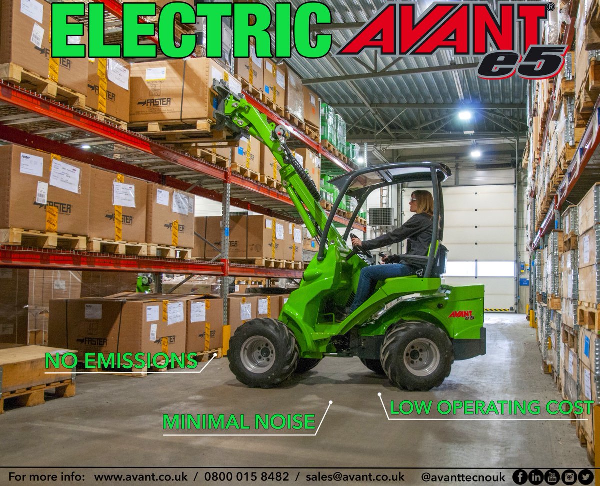 #Greennews from #AvantTecnoUK! Time to go green with new fully electric e5 compact loader! bit.ly/29Rl5cM
