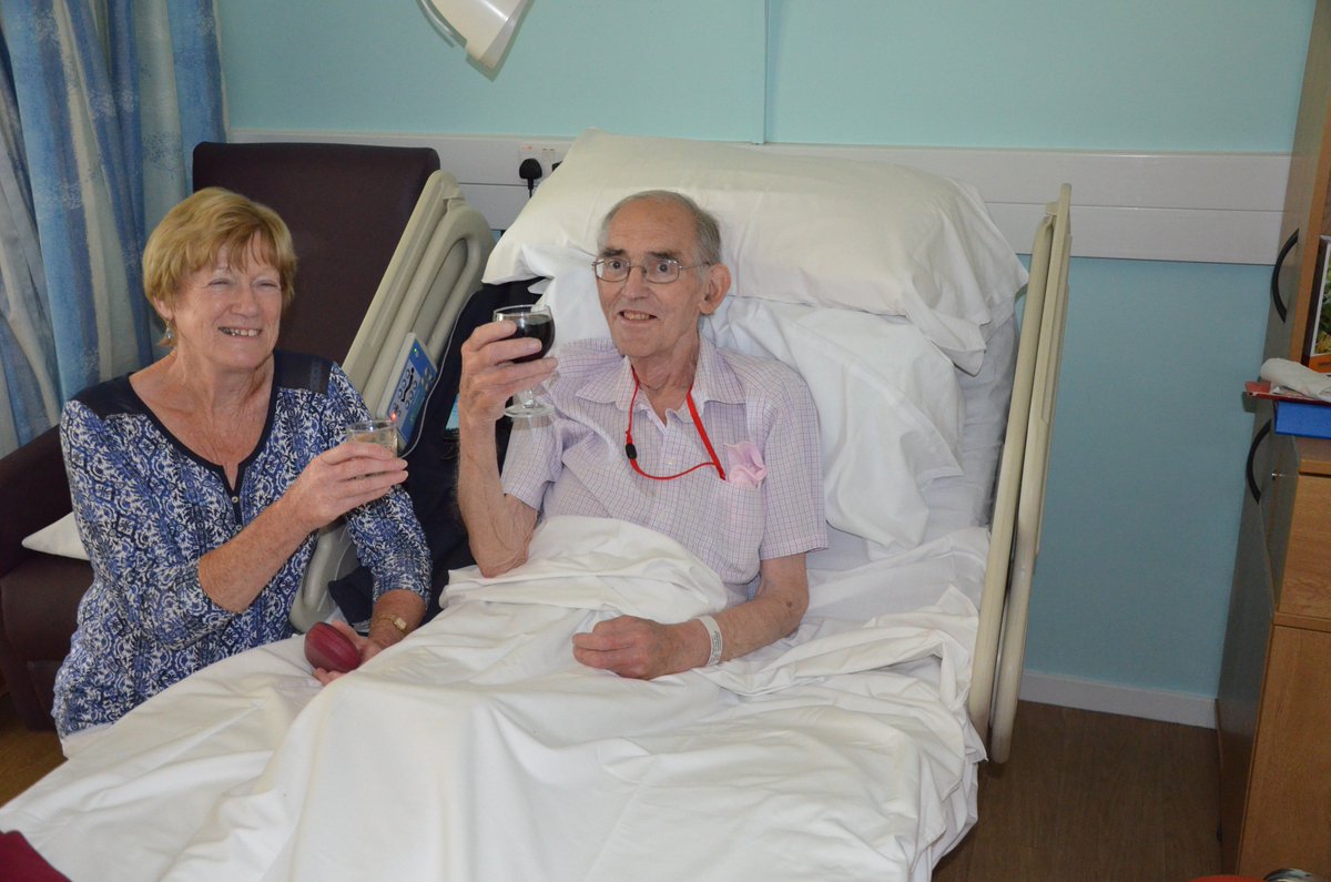SFHUK's tweet photo. Peter and Stella earlier today on our Inpatient unit, enjoying a celebratory chilled glass of Prosecco side by side! https://t.co/EPoy13sJQJ