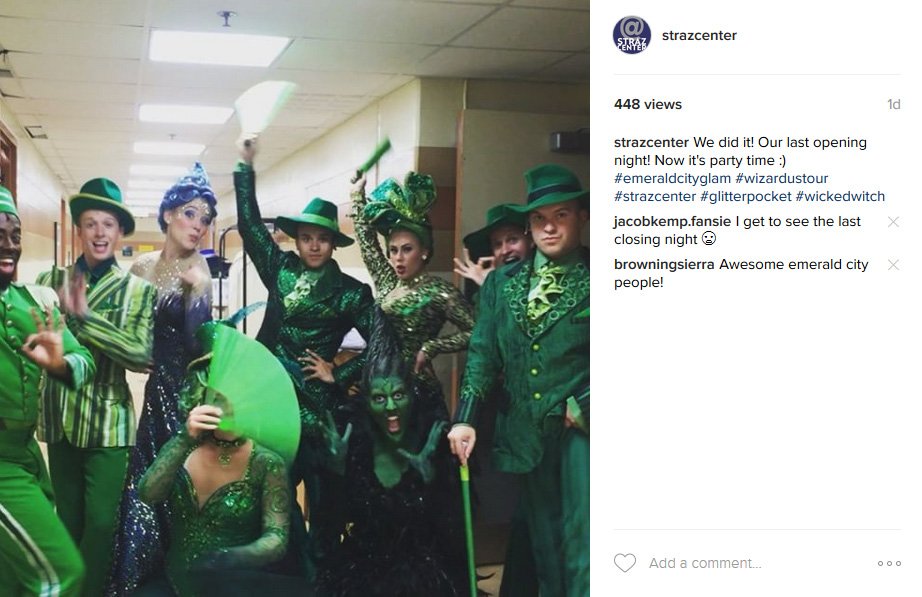StrazCenter's tweet photo. If you missed Maggie Spicer's awesome Instagram takeover, go check it out now! @yellowbrickroad #WizardUSTour https://t.co/8wsRbOrVQr