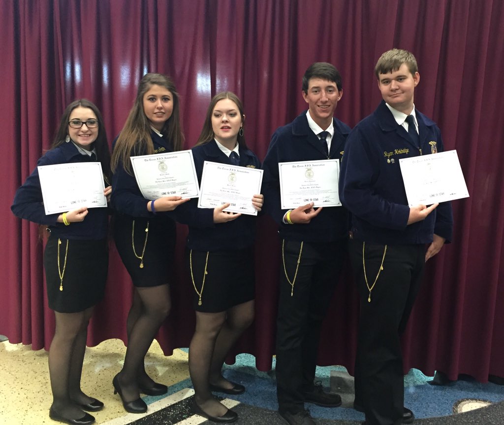 JohnsonCityISD's tweet photo. Congratulations Shyla, Summer, Mycala, Darren and Ryan - Lone Star Degree recipients at the State Convention! https://t.co/8gYBfqDGwa