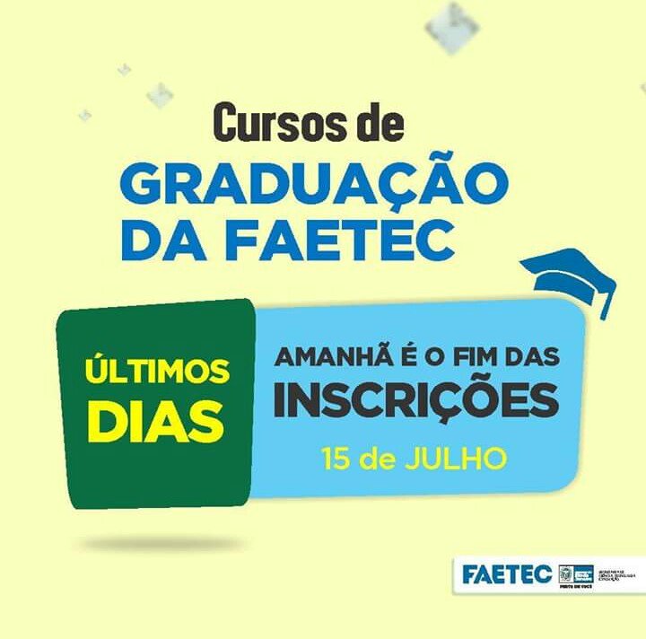 FAETERJ's tweet image. Ainda dá tempo! Inscreva-se no processo seletivo da #FAETERJ
Acesse: faetec.rj.gov.br/index.php/insc…