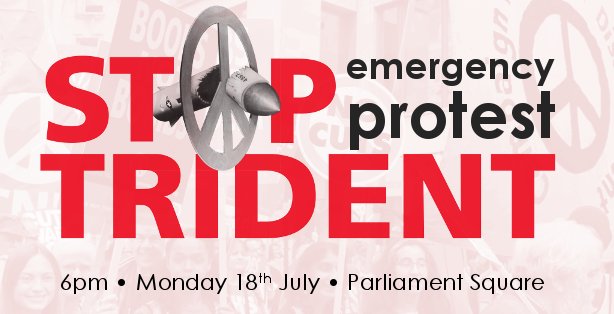 CNDuk's tweet photo. As MPs decide on replacing Trident, join us outside Parliament to demand #StopTrident https://t.co/NHAvDH7AlV https://t.co/ypSGeOvGlR