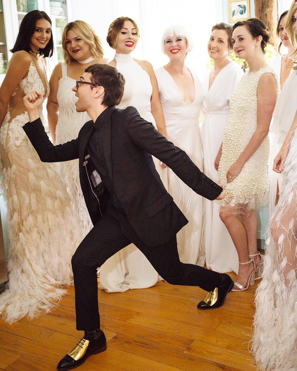 My beautiful groomsmaids all in Siriano on my #wedding day! Our bridal collection is available at @kleinfeldbridal