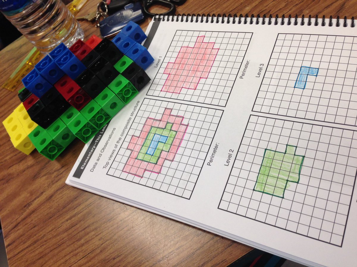 MissVetter4's tweet photo. Using snap cubes to make 3D structures to find area and perimeter at  @NDDPI @NMSI #teachersaslearners #iteach4th https://t.co/xMxHO0uDoG