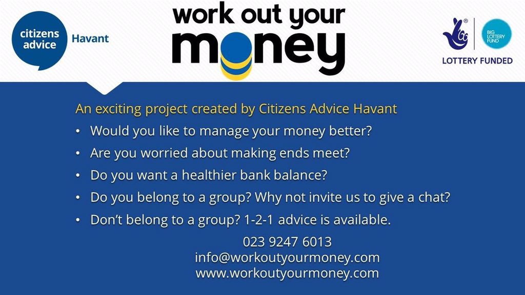 Thank you to one of the #HavantFunDay supporters <a href="/WOYMHavant/">Work Out Your Money - Citizens Advice Havant</a>! The #HavantFunDay is Saturday, 11am-4pm at #HavantPark