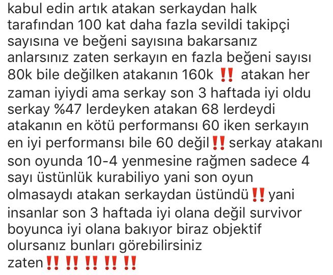 sude88897205's tweet photo. bunu herşeye objektif bakan bir serkay fanı yazmış.olaylara objektif bakılırsa herşey bu kadar net işte‼️‼️ https://t.co/sMNlvF7wbh