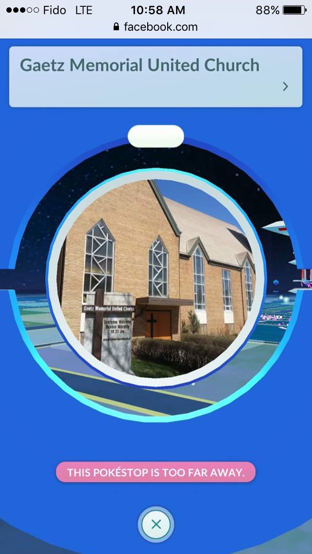 Delighted to be Pokestop <a href="/GaetzMemorialUC/">Gaetz Memorial UC</a>! Feel free to find what you need &amp; charge phones 9am-noon #gottacatchemall