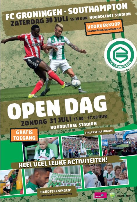 fcgroningen's tweet photo. Het weekend van FC Groningen: 30 + 31 juli 2016! #Southampton  #opendag https://t.co/iFKItXwmD8
