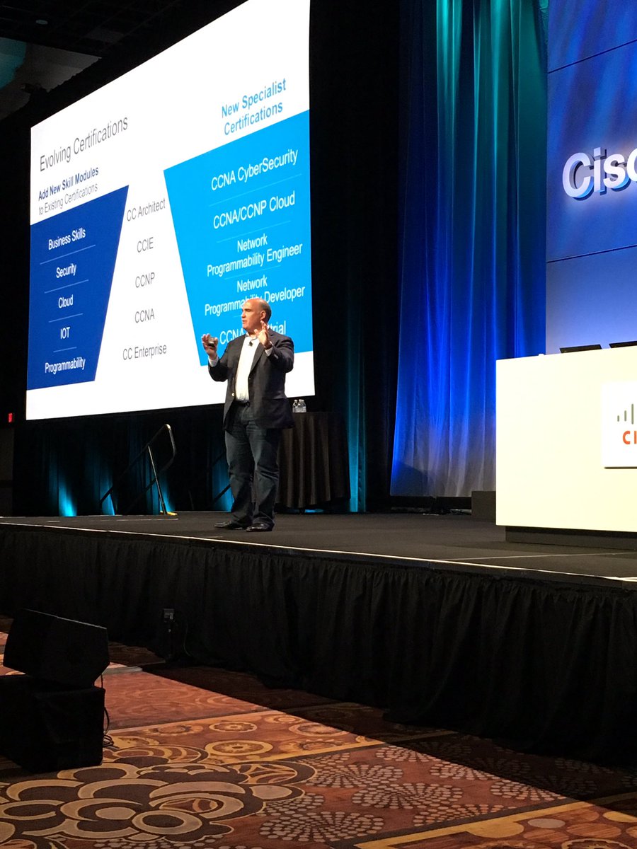 ckincaid's tweet photo. @CiscoSP360 Joe Coz showing the way for the fire of network engineers #CLUS https://t.co/JBfxRG4Yaw