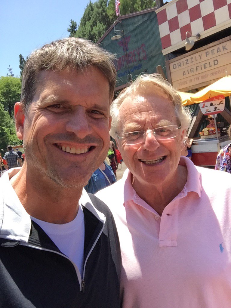 jimharbaugh's tweet photo. Great seeing @jerryspringer at Disneyland. Great guy! https://t.co/Y4bv2GBu5S