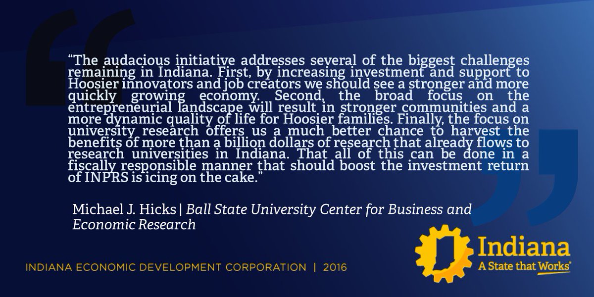 Indiana_EDC's tweet image. Economist Michael Hicks: By increasing investment &amp;amp; support to Hoosier innovators, we should see a stronger economy