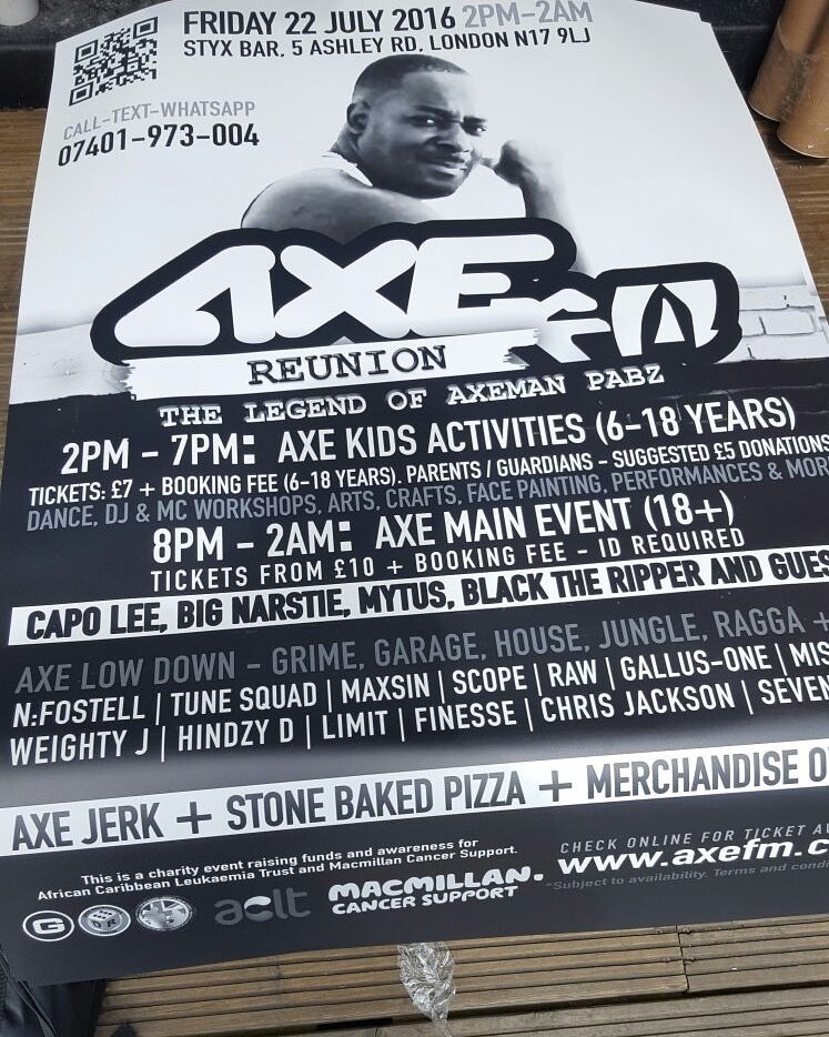 Getting ready to put posters up ..1 week to go #axefmreunion #axefm