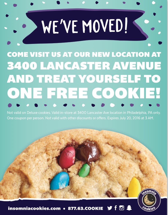 Insomnia Cookies On Twitter Say Good Bye To Our Drexel Food Truck And Hello To Our New Store With A Free Cookie Cookieparty Grandreopening