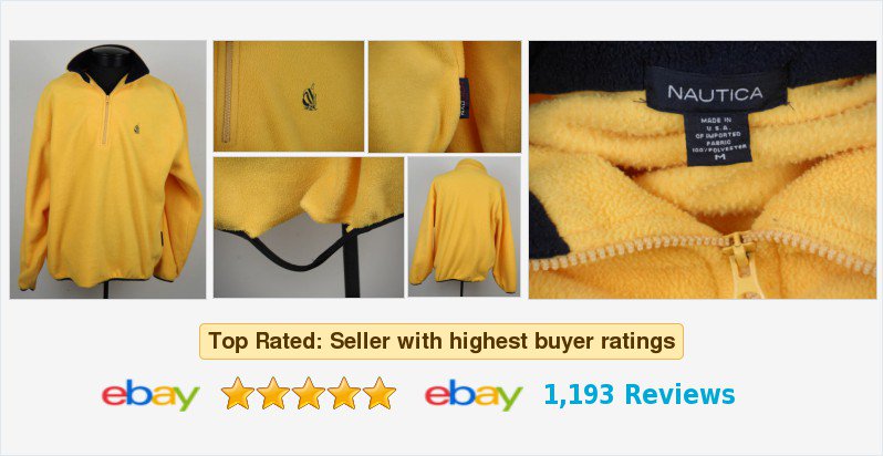 Mens_Clothing_'s tweet image. Nautica 1/4 Zip Fleece Pullover Yellow Mens Medium M Navy Blue USA Made #2zip #nautica ebay.com/itm/Nautica-1-…
