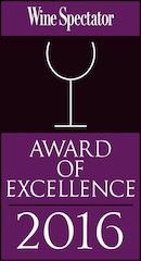 We have just earned Wine Spectator’s 2016 Award of Excellence with our specialty in French and Californian wines!
