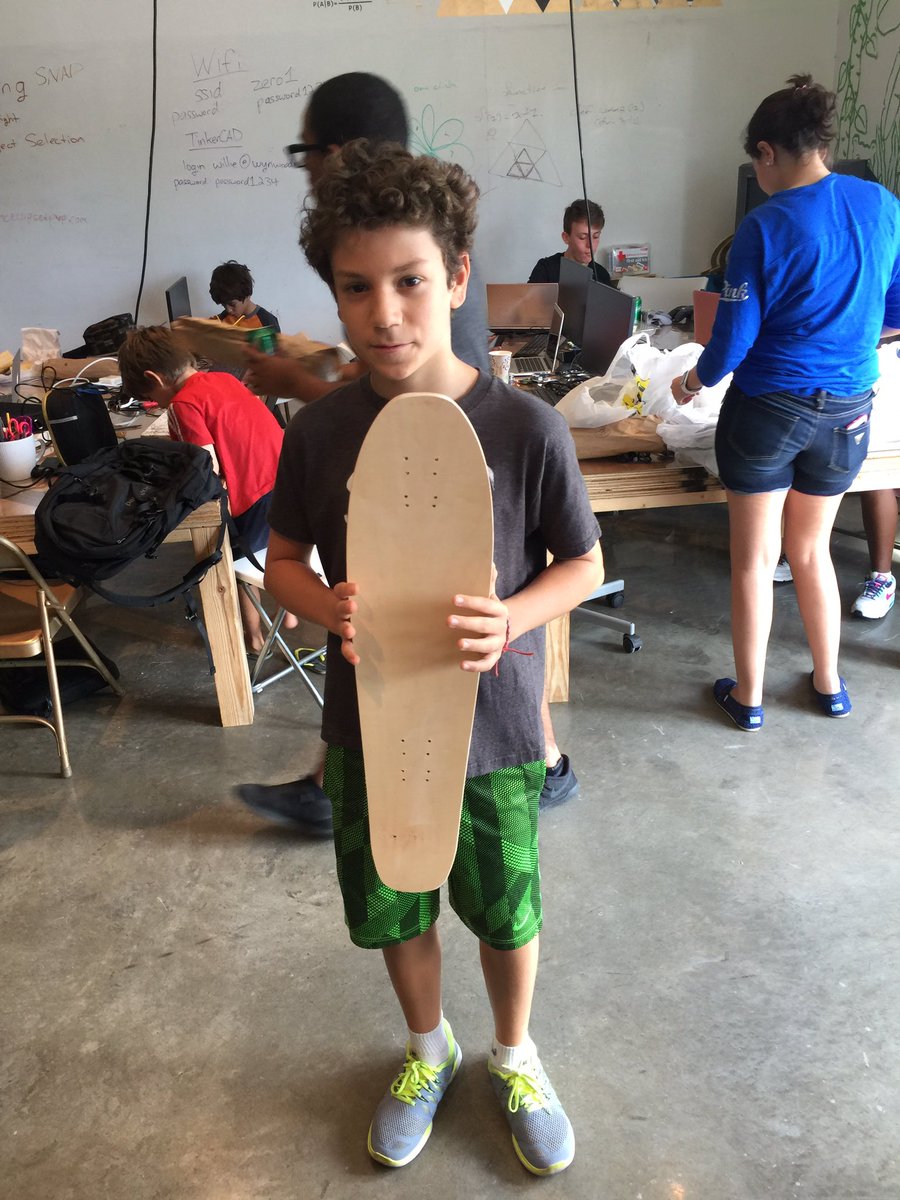 WynMakerCamp's tweet photo. Today, we wrapped up a skateboard prototype! #makered #steam #sustainability #LocallyGrown https://t.co/rzKBs68CB0