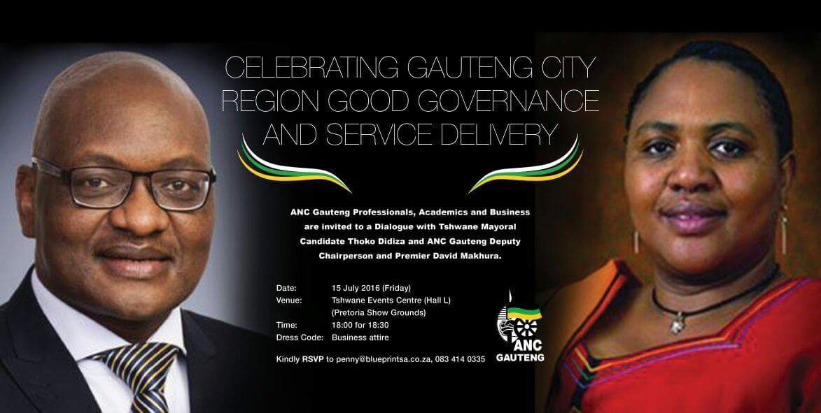 TshwaneANC's tweet photo. Remember tonight's dialogue with Cde David Makhura &amp; Tshwane Mayoral Candidate Cde Didiza. RSVP not necessary https://t.co/bWZJVh9ii9
