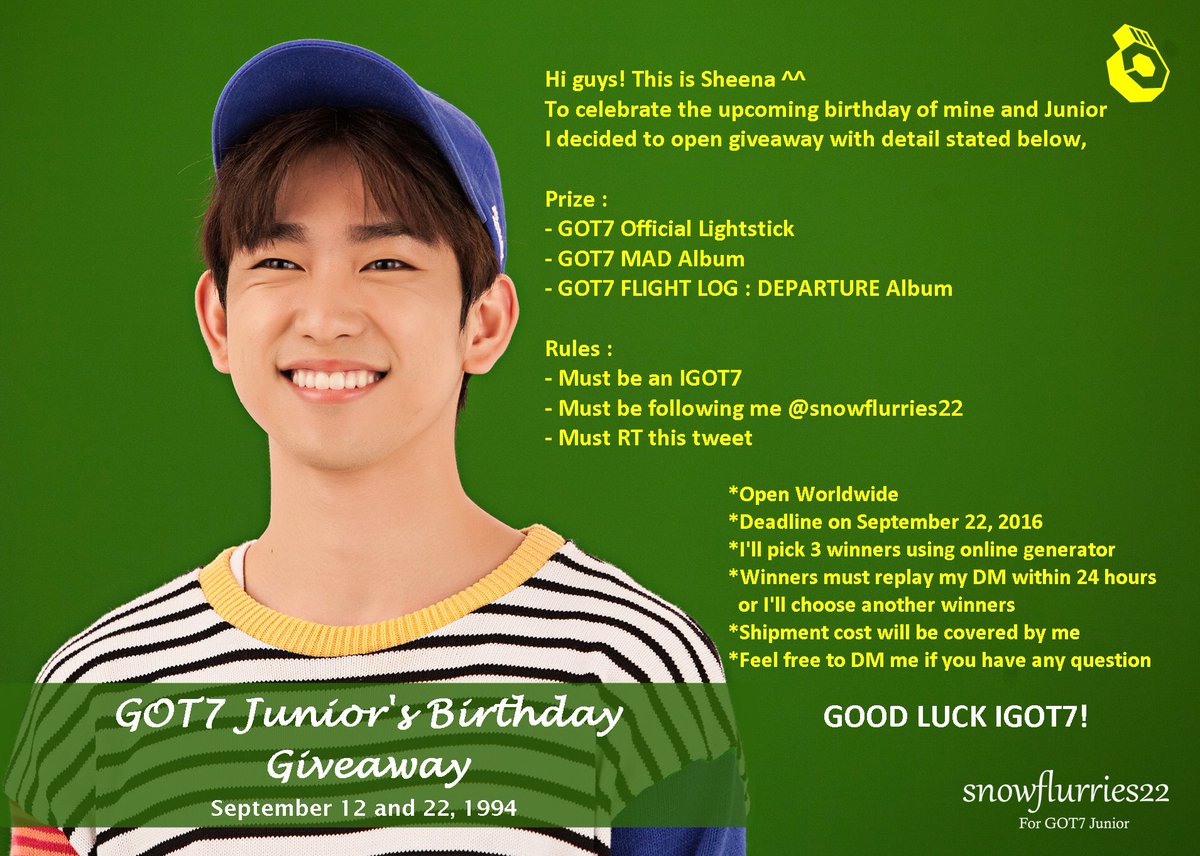 snowflurries22's tweet photo. @snowflurries22 GIVEAWAY FOR #GOT7 Junior's Birthday 🍑 Open Worldwide! IGOT7, pls join this! Good luck! #주니어 #Junior https://t.co/BZlSq9SmUB