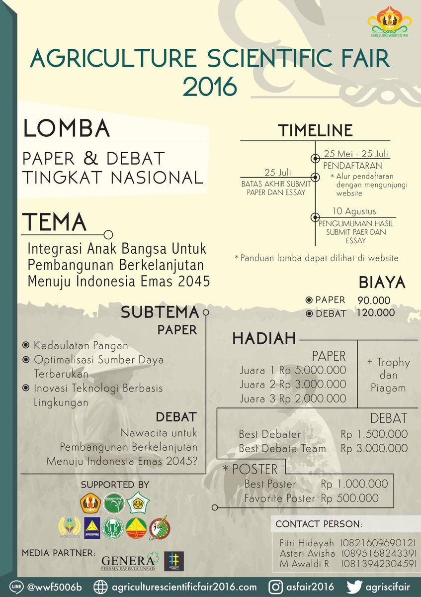 [CALL FOR PAPER AND ESSAY]

Agriculture Scientific Fair 2016 @himagronIPB