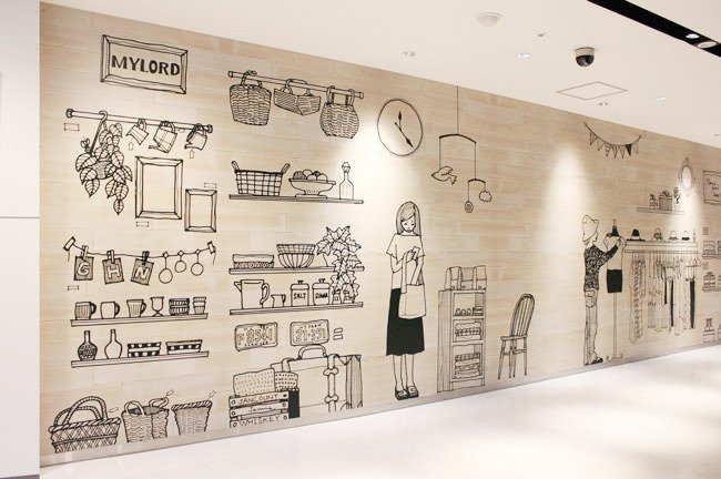 佐藤蕗 さとうふき おもちゃ作家 新宿ミロードの壁面イラスト 私実は本業が 商業施設の壁面グラフィックなどを結構たくさん作っているのですが 契約的な話で公にできない事情があります 今回はちゃんと掲載許可をいただきましたhttps T Co