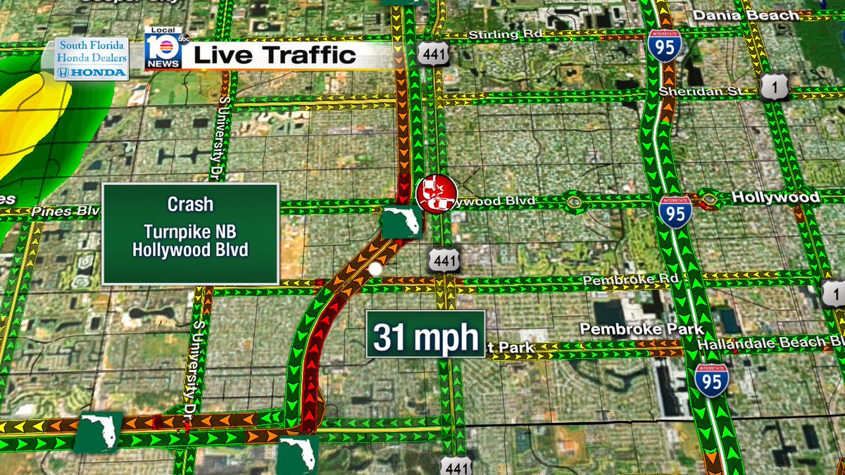 Crash on the Turnpike NB and Hollywood Blvd #TRAFFIC https://t.co/SR0VrOqg42