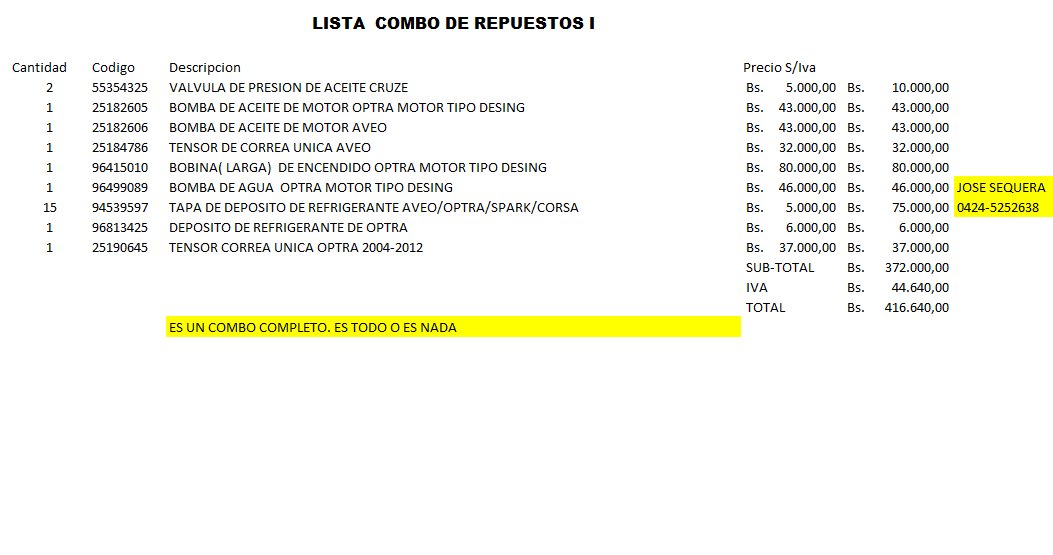 sequera32's tweet image. Buenos días . A la venta otro combo de Repuestos . Mi contacto 0424-5252638.