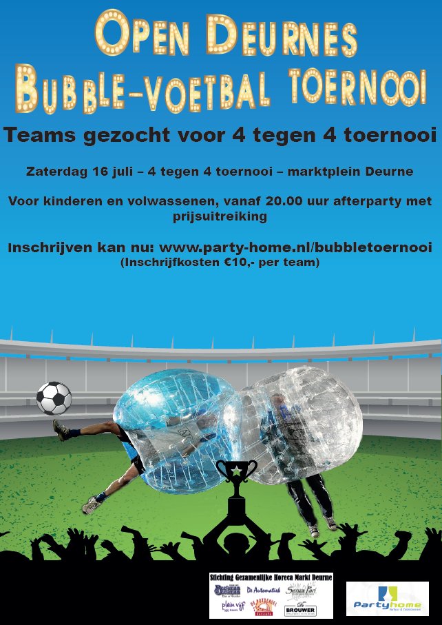 MarktDeurne's tweet photo. Heb jij je al opgegeven voor het Bubble toernooit van dit weekend?https://t.co/19X7Oqx1Wa https://t.co/wyPqiIYT2W