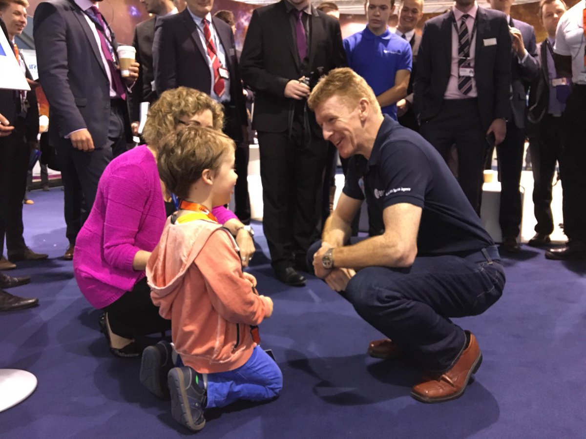 ESA astronaut <a href="/astro_timpeake/">Tim Peake</a> is at #FIA16 today for #FuturesDay16 - already meeting some of the younger visitors