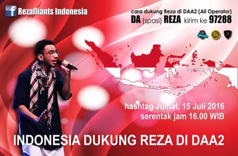INDONESIA DUKUNG REZA DI DAA2 bersatu dalam satu do'a