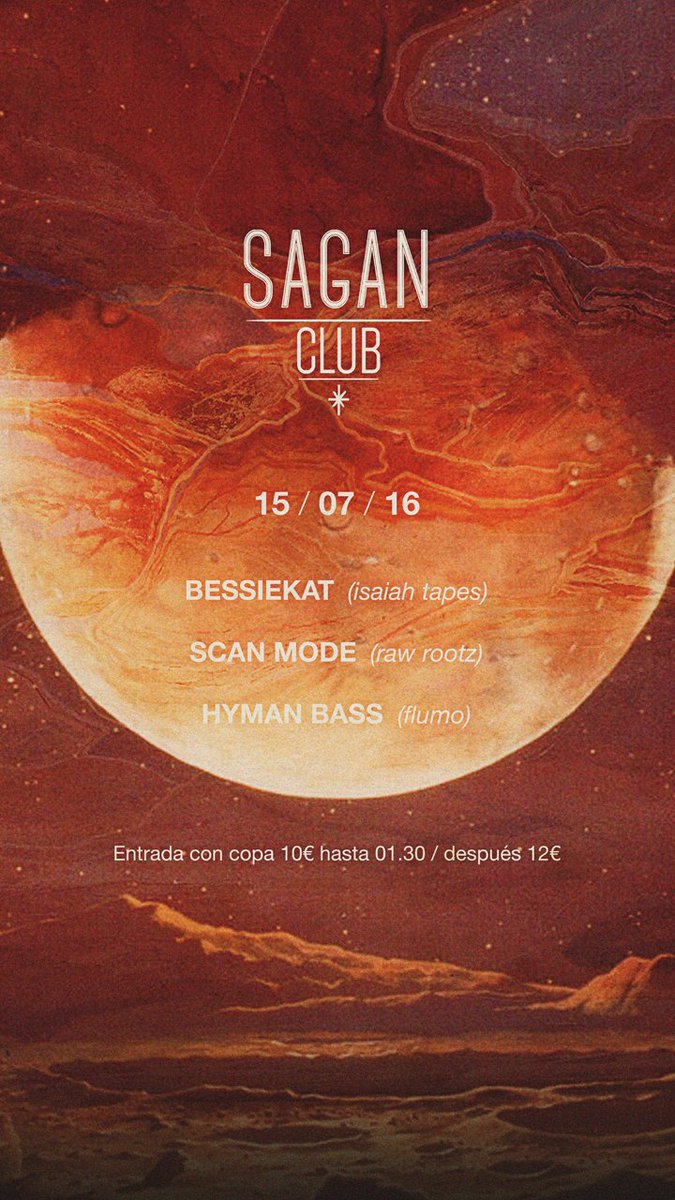 HymanBassDJ's tweet photo. Party tonight!! Sagan #09 w/Bessiekat (live!) + @scanmode &amp; me at @SirocoSala  https://t.co/DzGrMcfuZo https://t.co/0ydzaOhEg3