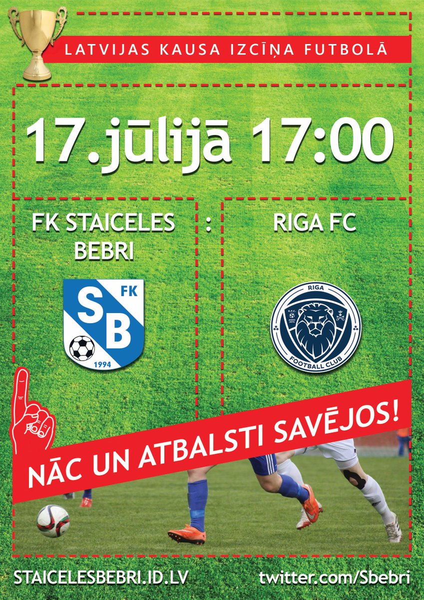 Jau 17. jūlijā, svētdien, Latvijas kausa astotdaļfinālā uzņemsim SynotTip Virslīgas klubu RIGA FC (<a href="/RigaFC_Official/">Riga FC</a>)