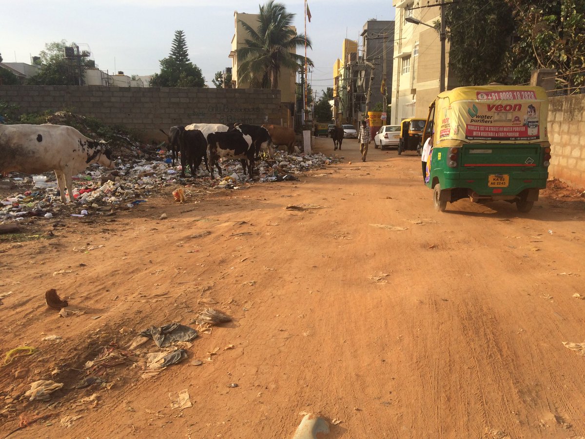 claudeadsouza's tweet photo. People at Munniyappa layout, Chelekere, commute like the old-school #mudroads n trash #nammaroads @citizenmatters https://t.co/lZcGlO1kn4