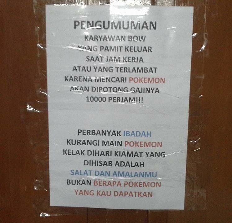 fadhil2006's tweet photo. Gara2 #KarenaPokemonGo pekerja jadi ga produktif, anak2 jd autis...yg lima waktu jd ditinggal.... https://t.co/IateWVU6tU