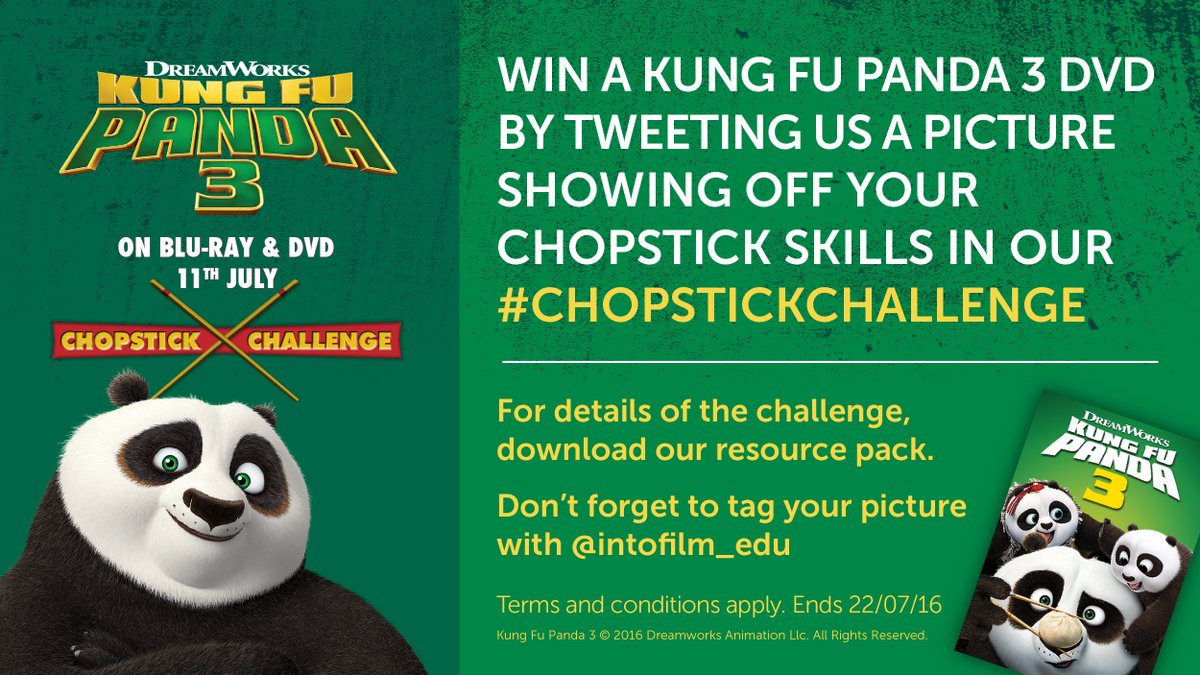 intofilm_edu's tweet image. Download our #KungFuPanda3 resource pack intofilm.org/resources/373  &amp;amp; then enter our #ChopstickChallenge competition!