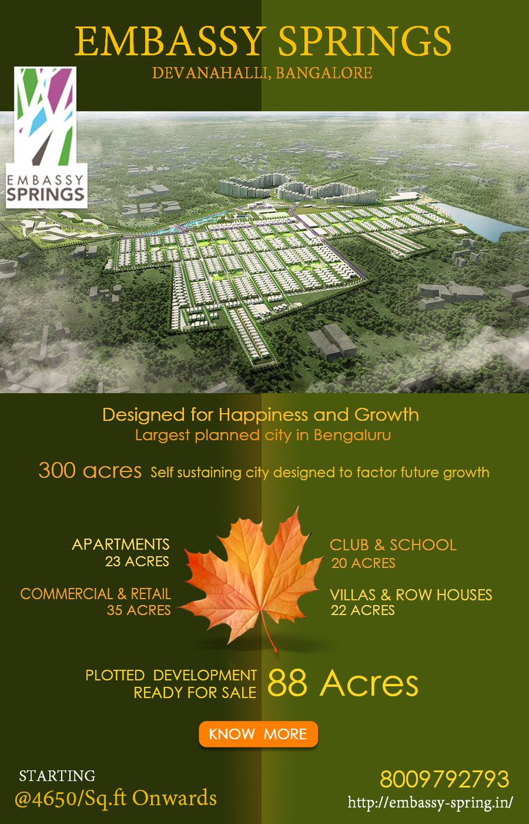 BrickstoBliss's tweet image. EMBASSY SPRINGS #embassysprings #emassygroup #embassyspringsdevanahalli #embassyapartments #villas #plots #rowhouses