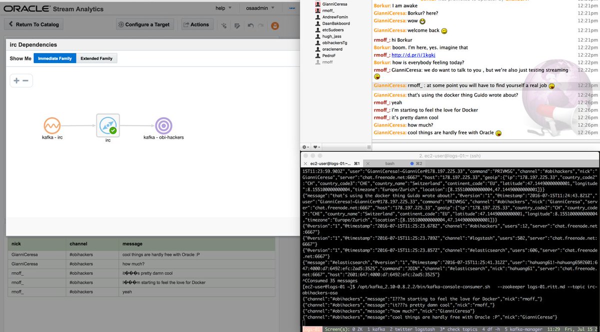 rmoff's tweet photo. #obihackers IRC channel giving good testing material for realtime stream analysis with Oracle Stream Analytics https://t.co/xwmSmG27TK