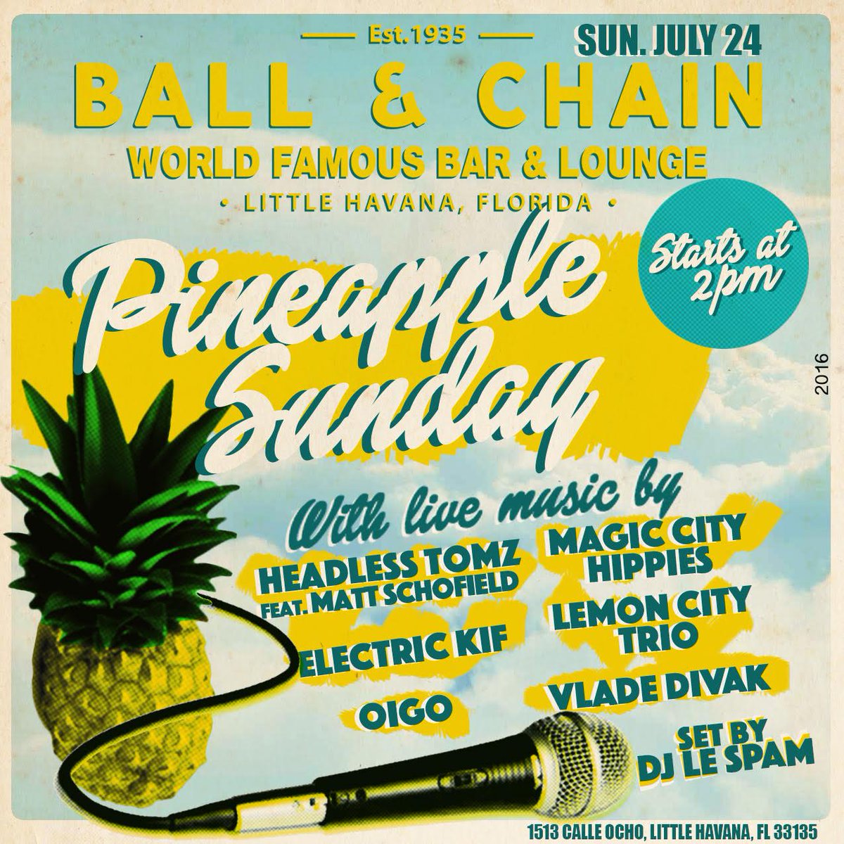 Ball & Chain (@ballandchainbar) on Twitter photo .THE WEEKEND:
Fr-<a href="/SpamAllstars/">Spam Allstars</a>+@kenyisuccar
Sa-<a href="/HolaTiempoLibre/">Tiempo Libre</a>+<a href="/DjDanisLaClave/">DJDanis LaClave</a> #LaPachanga
Su-#PineappleSunday .THE WEEKEND:
Fr-<a href="/SpamAllstars/">Spam Allstars</a>+@kenyisuccar
Sa-<a href="/HolaTiempoLibre/">Tiempo Libre</a>+<a href="/DjDanisLaClave/">DJDanis LaClave</a> #LaPachanga
Su-#PineappleSunday