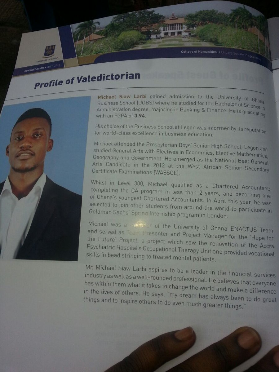 Ug_src's tweet photo. Michael Siaw Larbi is the overall best student from the UG Business School with a FGPA of 3.94. Congrats! https://t.co/zoFt9U4YM0
