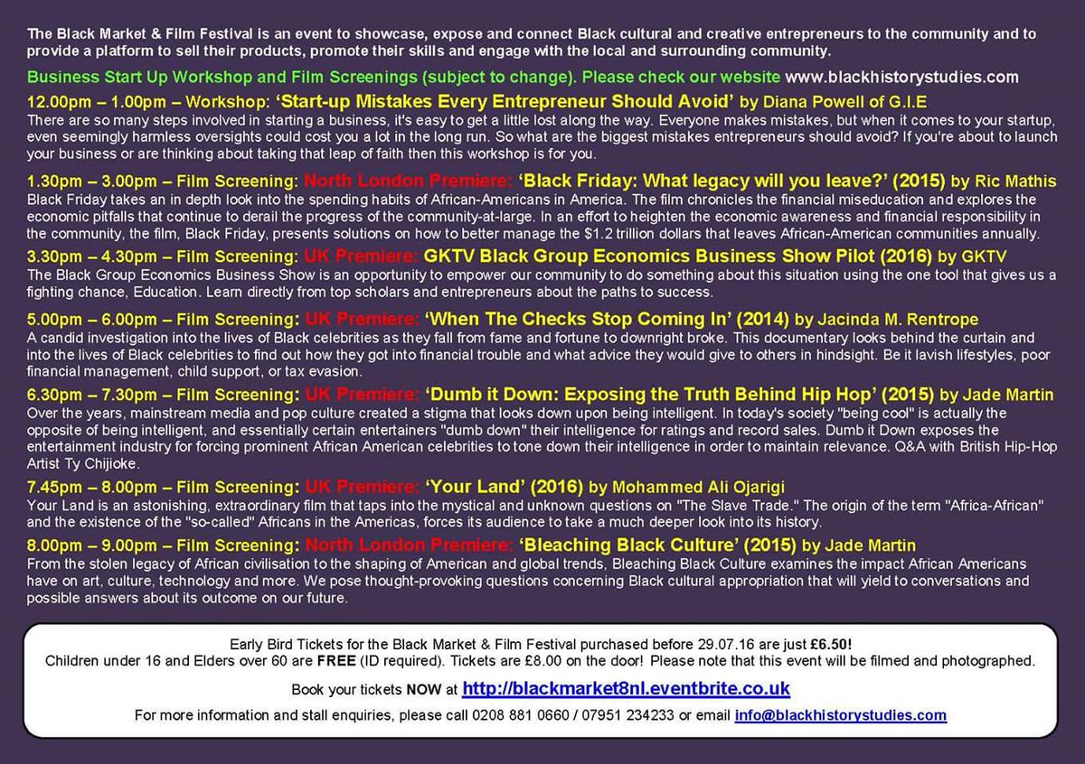 BlkHistStudies's tweet image. Have you got your ticket for The Black Market &amp;amp; Film Festival yet? Get yours now!! bit.ly/28KnOB1