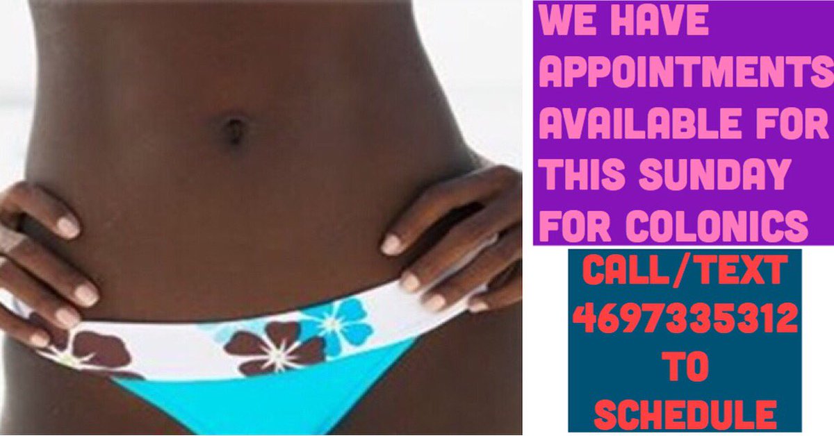 iCleanYourColon's tweet image. We have a few colonic spots open for Sunday as well as our other services. To book call 4697335312 or 4693589847.