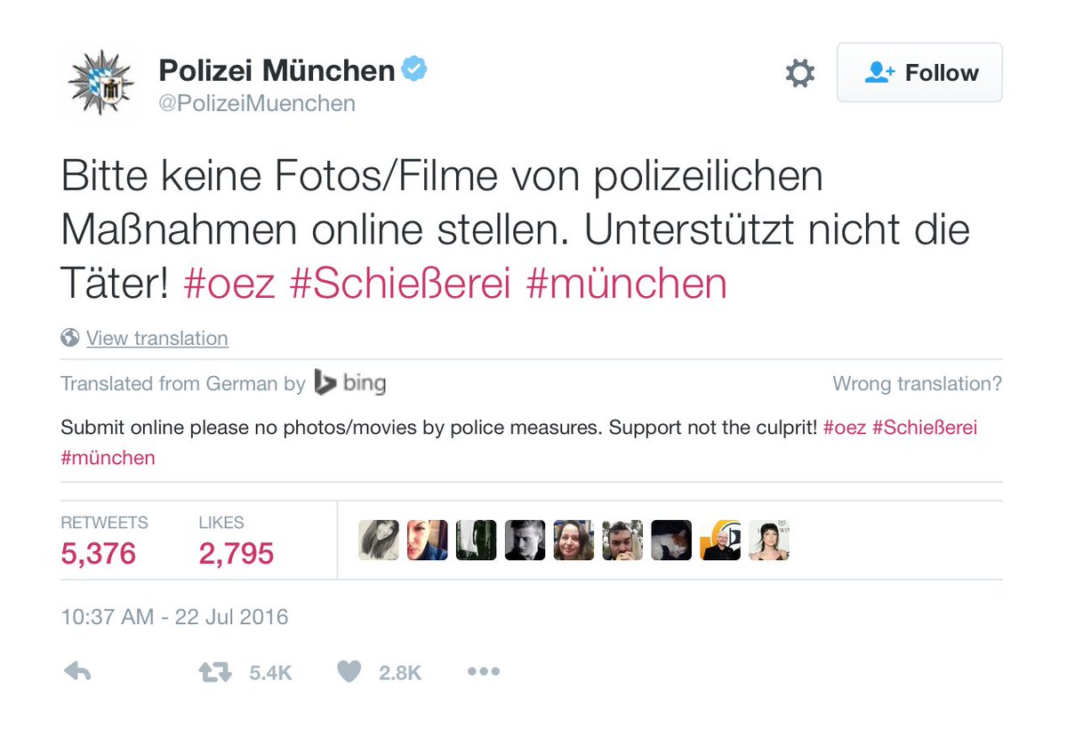 StrategicCPLUSM's tweet photo. German Police "Don't post photos or videos of police response it only helps the attackers" #OEZ https://t.co/jAOVQJt1HM