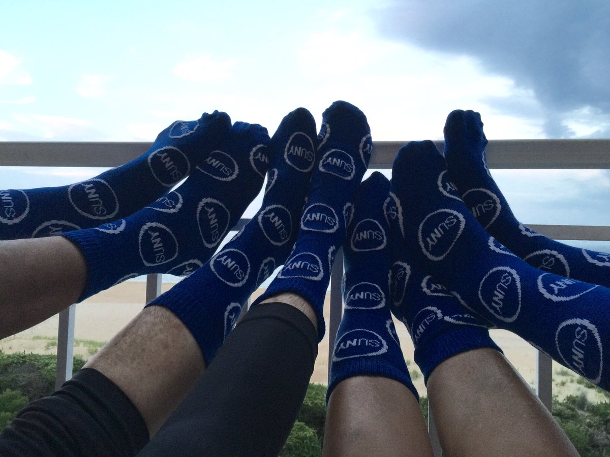 SUNY's tweet photo. From our inbox: #SUNY socks are good for #summer fun too! Feet stay warm in the beach breeze. #StandWithSuny https://t.co/YtJsMrTM8j