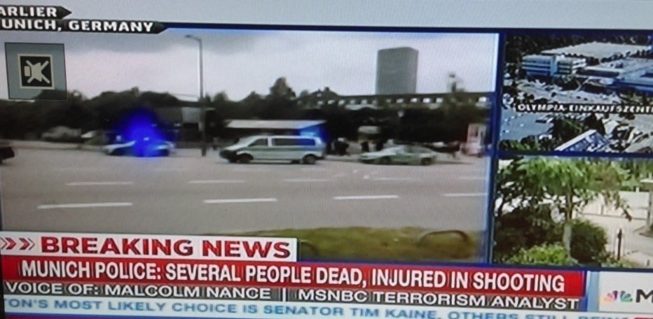 ChSchweppe's tweet photo. So berichten die TV-Sender hier in den USA über #München - alle sind auf Sondersendung. #OEZ #Munich https://t.co/xkHcjRrgAL