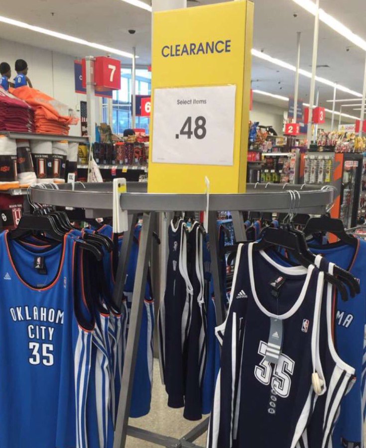 OKC Store Marks Kevin Durant Jerseys Down 99 Percent, Sells for 48 Cents |  News, Scores, Highlights, Stats, and Rumors | Bleacher Report