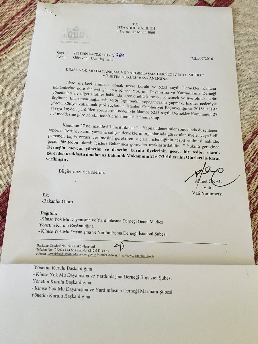 eaae99's tweet image. Kimse Yok Mu Derneği'miz mevcut yönetim kurulu, İstanbul Valiliği kararı ve oluru ile görevden uzaklaştırılmıştır.