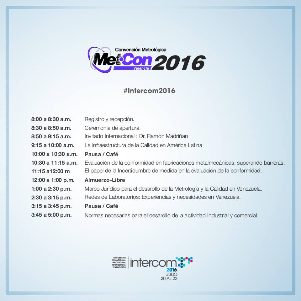 IntercomVzla's tweet photo. Cronograma de contenidos de las exposiciones de METCON Y SOVESO en #intercom2016 https://t.co/2zUSVyYHxs