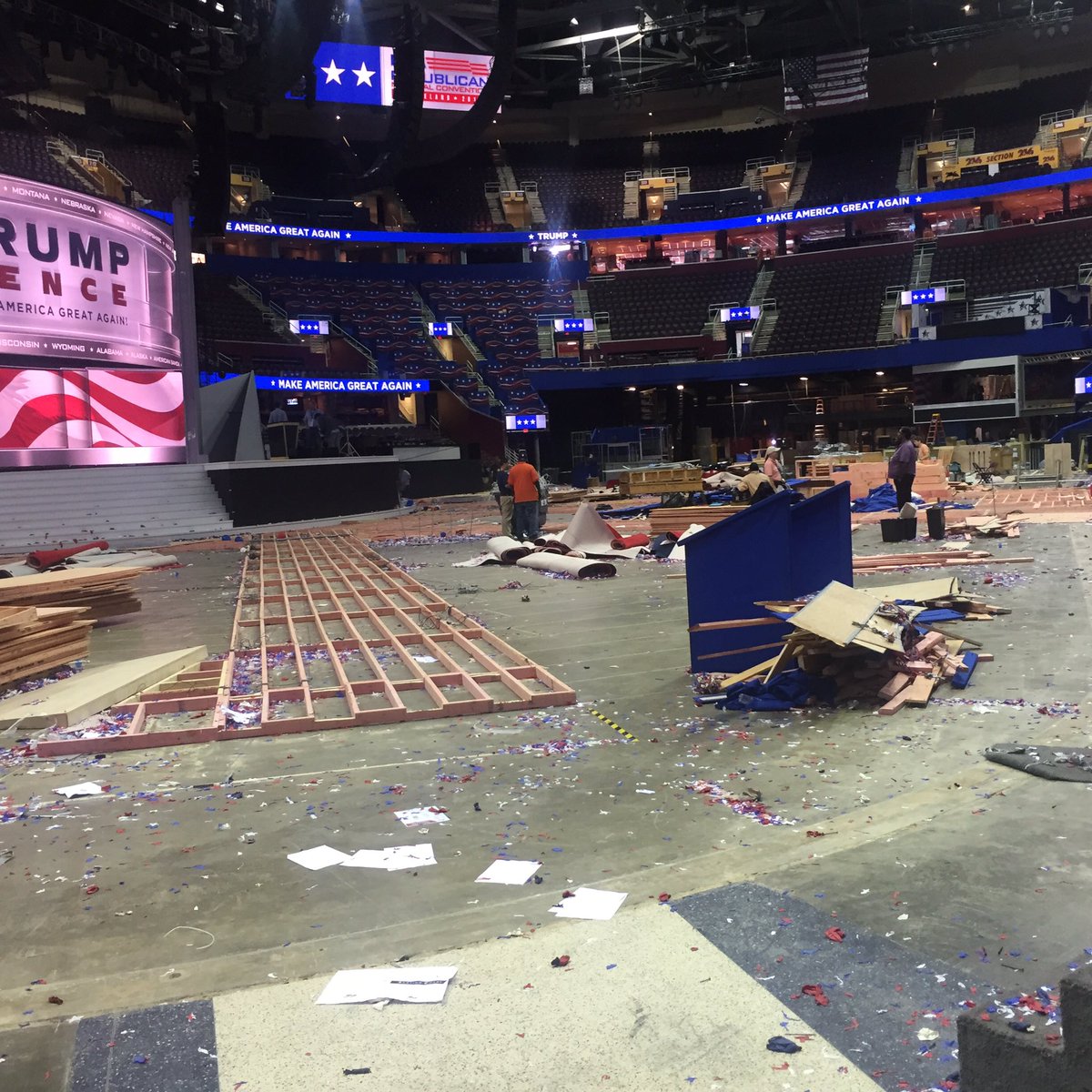 What a difference a few hours make. They're dismantling Republican convention