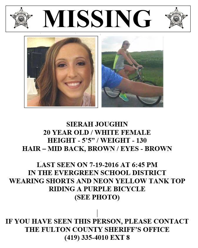 Sierah has been missing since Tuesday. Contact authorities at 419.355.4010 ext. 8 with information. #BringSierahHome
