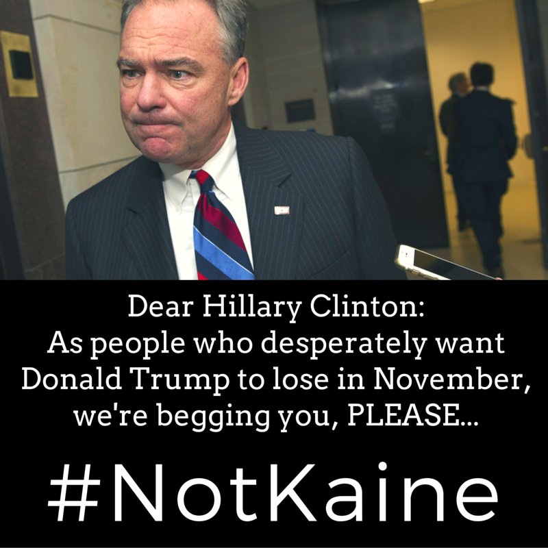 AKBravesFan98's tweet photo. @HillaryClinton @BernieSanders #NotKaine because we need a progressive VP! Unforced error! https://t.co/dejiw1fpRr